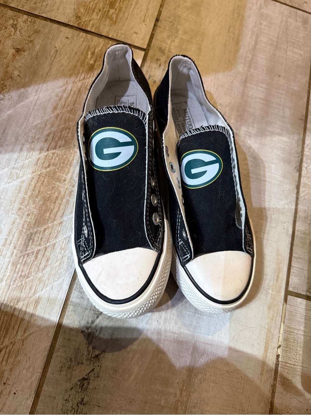 Green Bay Packers Black Slip-On Canvas Sneakers Size 39